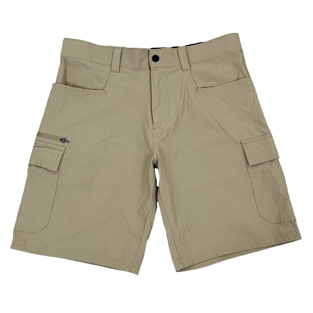 Orvis Mens Tech Cargo Shorts 32 Tan Nylon Stretch Utility Hiking Outdoor Fishing